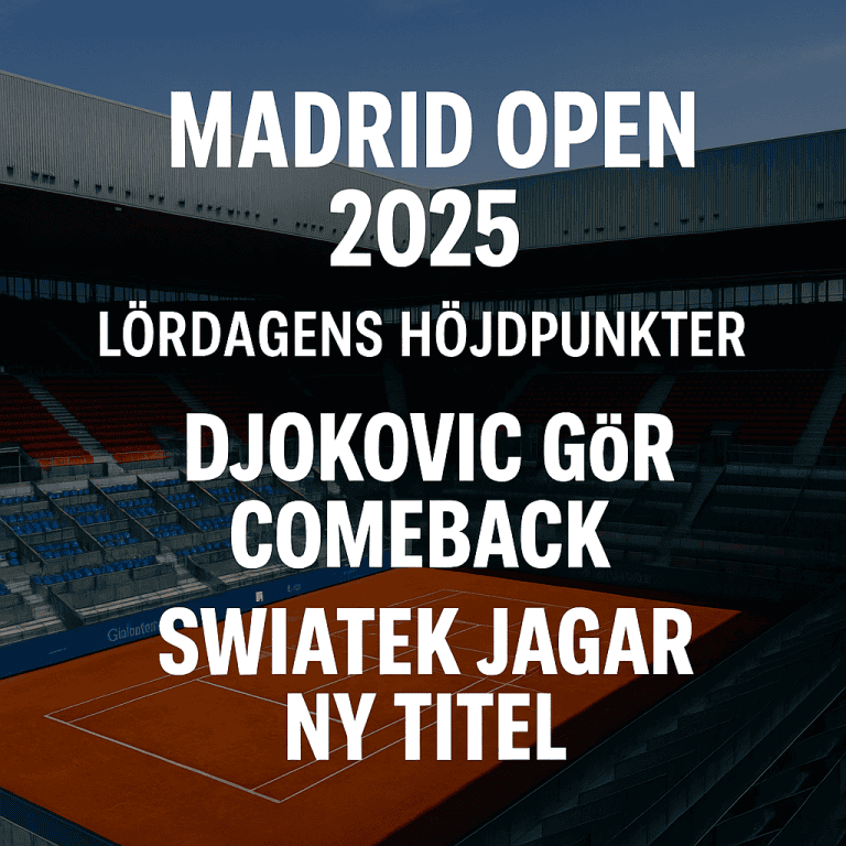 🎾 Madrid Open 2025: Lördagens höjdpunkter – Djokovic gör comeback, Swiatek jagar ny titel​