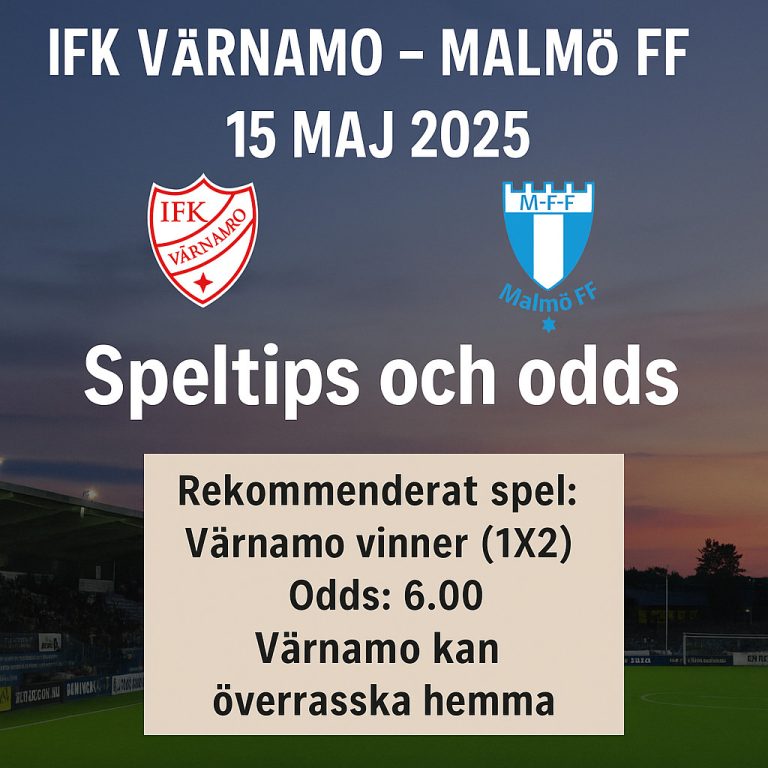 🏆 Speltips IFK Värnamo – Malmö FF 15 maj 2025: Värnamo kan överraska hemma