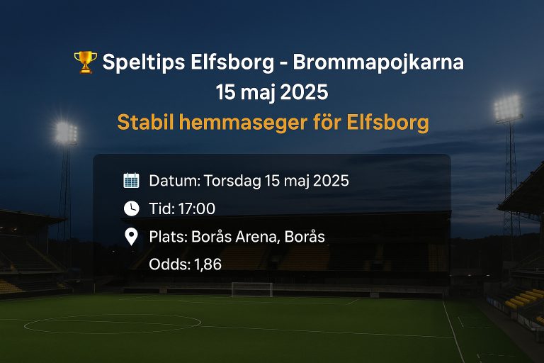 🏆 Speltips Elfsborg – Brommapojkarna 15 maj 2025: Stabil hemmaseger för Elfsborg