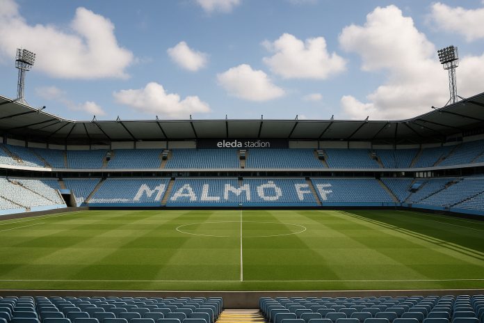 Eleda Stadion i Malmö – tom arena inför match