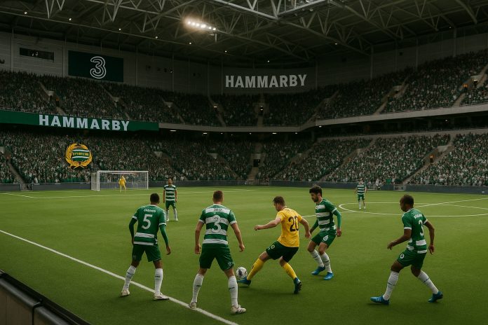 Hammarby försvarar mot Värnamo på 3Arena inför fullsatta läktare.