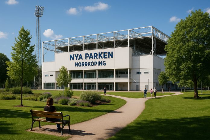 Nya Parken i Norrköping inför matchen mot Brommapojkarna