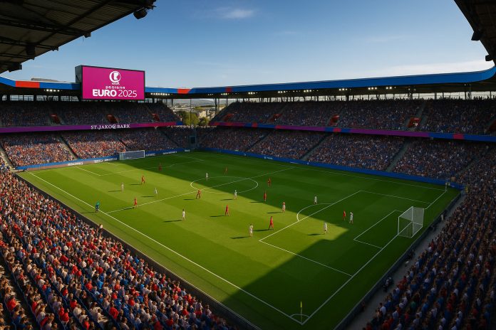 St. Jakob-Park inför Nederländerna–Frankrike i EM 2025