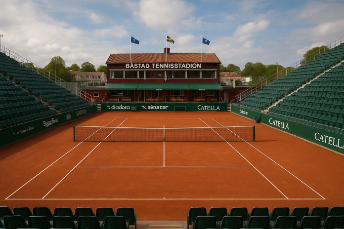 Båstad Tennisstadion inför Swedish Open 2025
