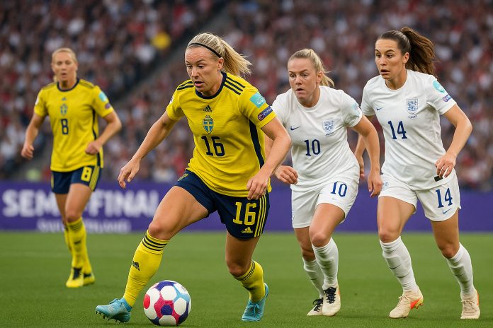 Sverige mot England i EM 2025 – Sveriges mittfältare i duell med engelska försvaret