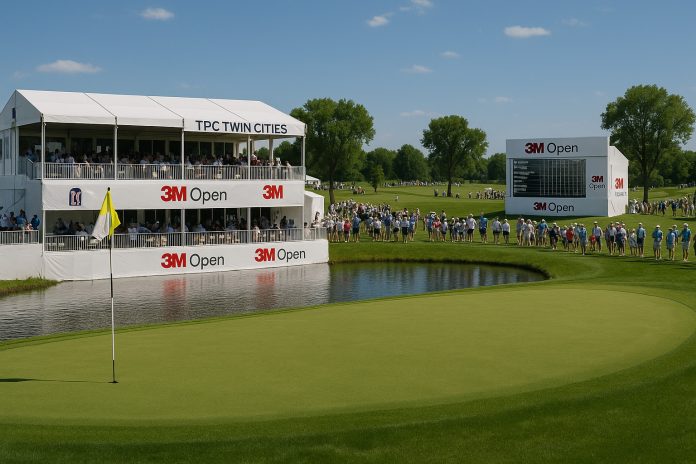 Greenen vid 18:e hålet på TPC Twin Cities under 3M Open 2025