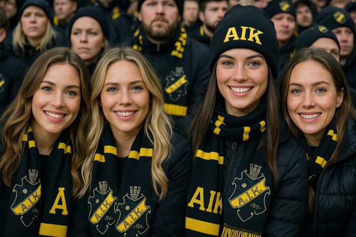 AIK-fans på bortamatch mot Paide i Conference League