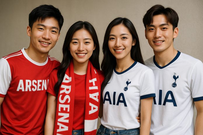 Supporters inför Arsenal Tottenham tv i Hongkong