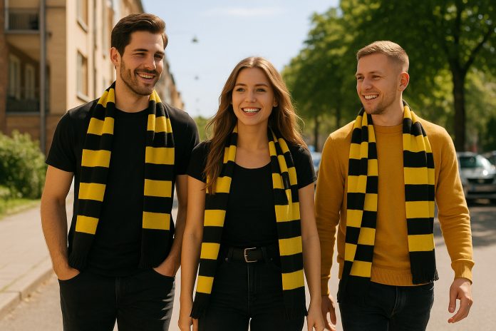 Supportrar i Häckens färger inför Häcken Anderlecht tv