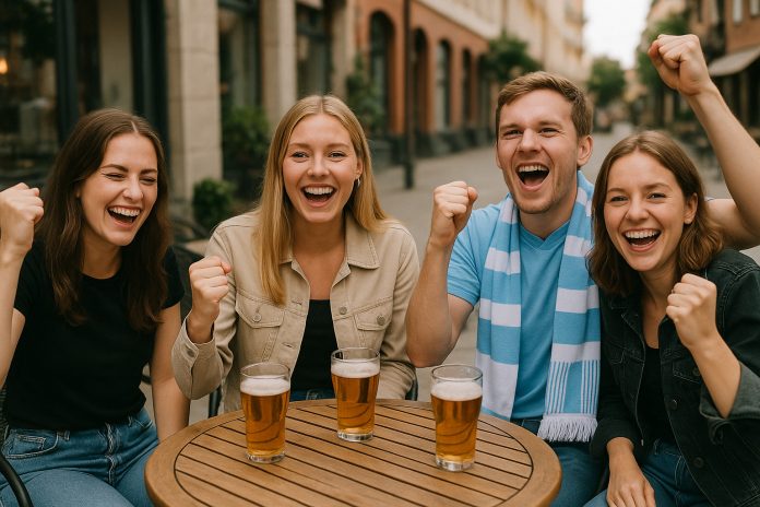 Malmö FF FC Köpenhamn Champions League – supportrar firar inför stormatchen