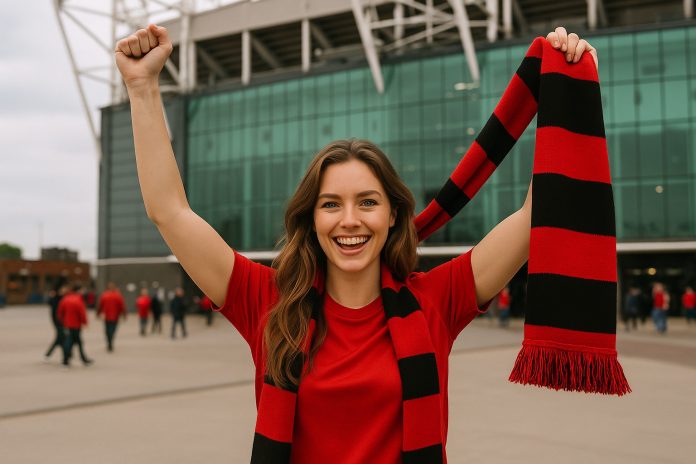 Manchester United Everton tv – fans utanför arenan inför matchen