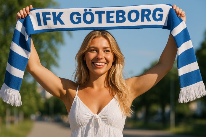 IFK Göteborg-supporter jublar inför Sport på tv 4 augusti