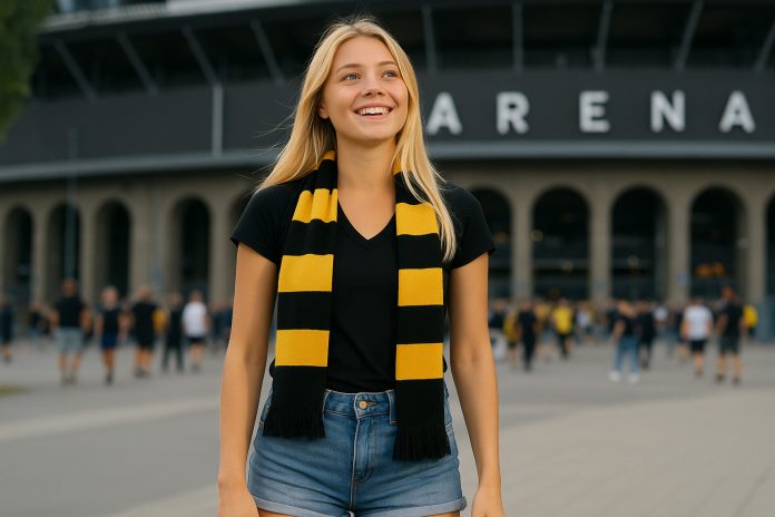 AIK-supporter inför AIK Györi i Conference League-kvalet