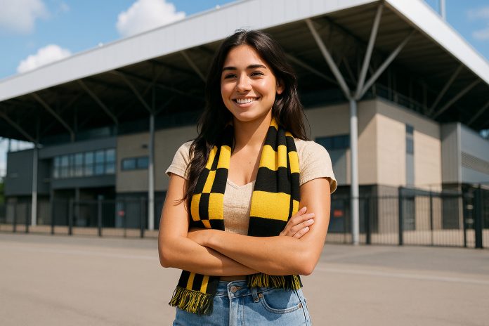 Häcken Brann tv – supporter utanför Bravida Arena