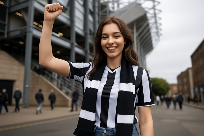 Newcastle Espanyol tv – supporter utanför arenan inför träningsmatchen