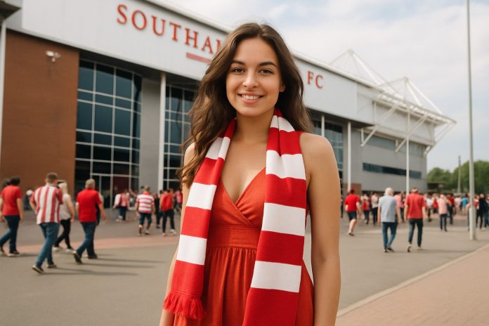 Southampton Wrexham tv – supporter utanför St. Mary’s Stadium