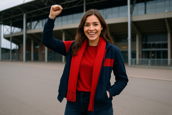 Östers IF IF Brommapojkarna tv – supporter utanför Spiris Arena