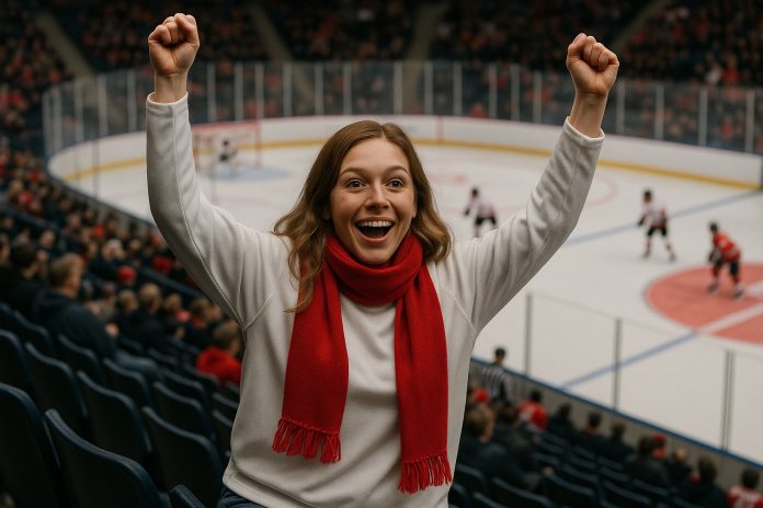 Linköping Örebro tv – hockeysupporter på läktaren i Saab Arena