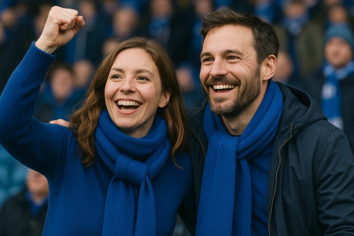 Supportrar jublar under Bromley Ipswich tv-matchen i EFL Cup 2025