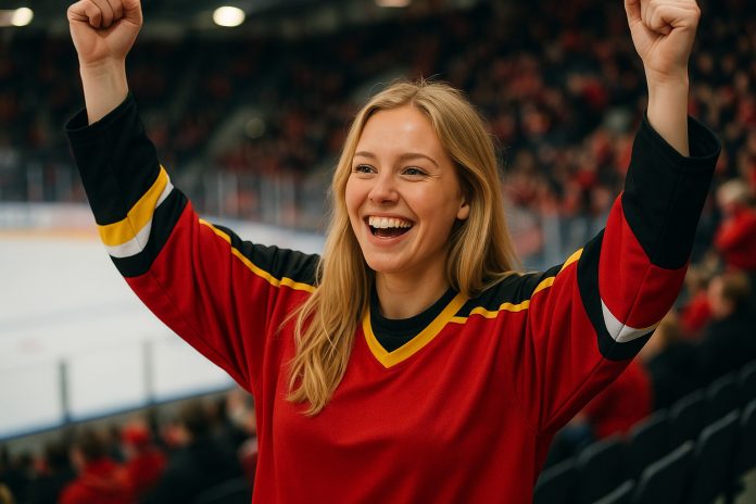 Luleå Kärpät tv – supporter jublar på läktaren i A3 Arena