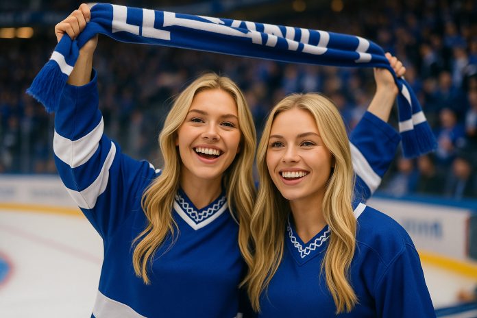 Leksand Mora tv – glada supportrar i Tegera Arena inför matchen