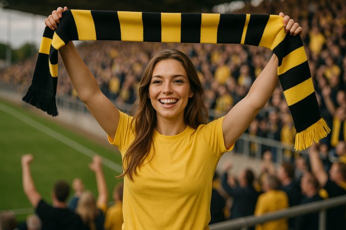 Mjällby Djurgården tv – supporter på Strandvallen inför matchen