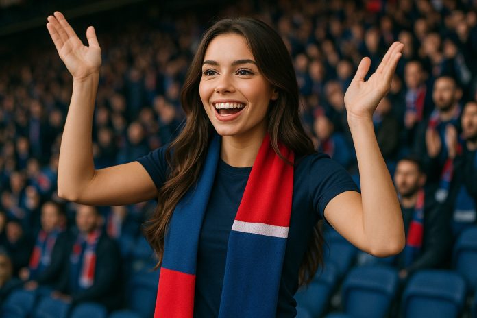 Nantes PSG tv – PSG-supporter på läktaren inför matchen