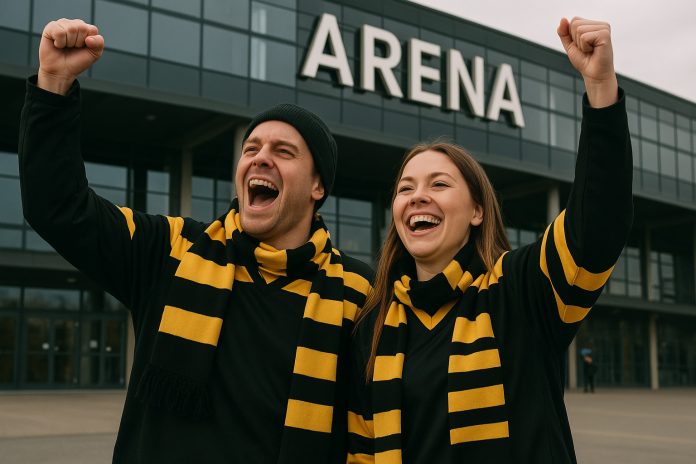 Skellefteå Kärpät tv – supportrar utanför arenan inför matchen