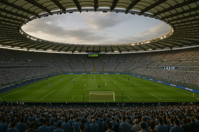 Lazio och Juventus värmer upp inför matchen på Stadio Olimpico i Rom.